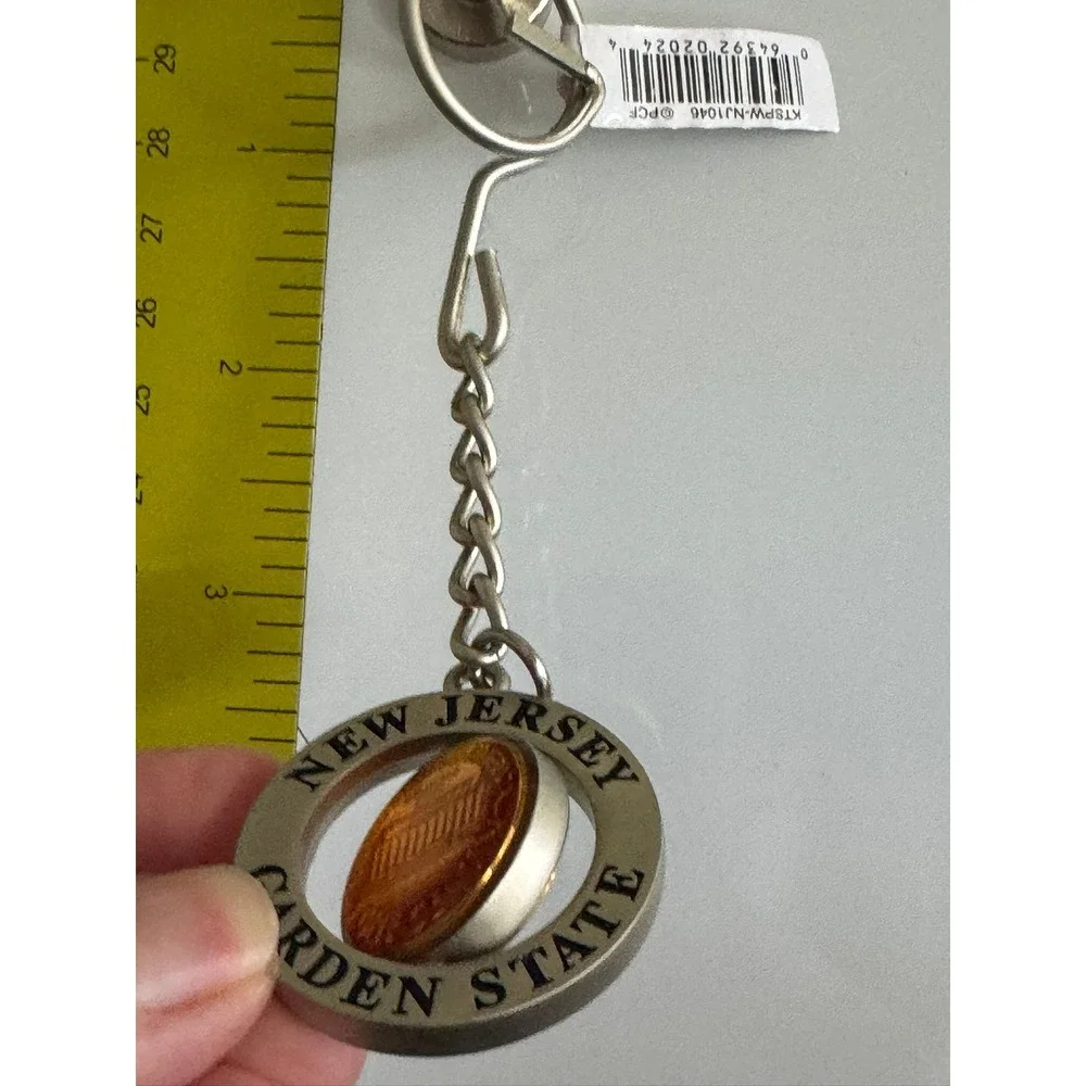 New Jersey Garden State Souvenir Keychain Spinning 2003 Lincoln Penny